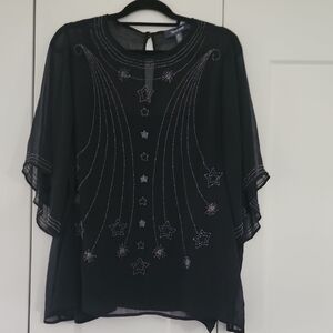 Modcloth Black Starry Embellished Blouse
